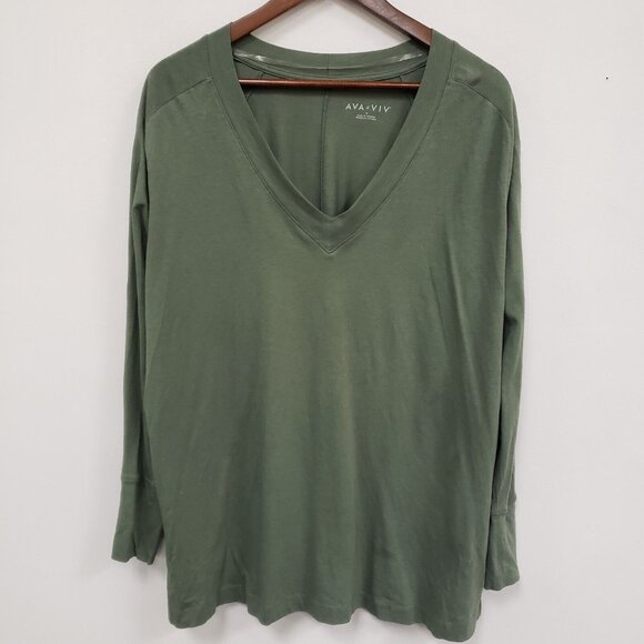 Ava & Viv Womens Lightweight T Shirt Size 1X Green Normcore Minimalist Capsule - Picture 1 of 10